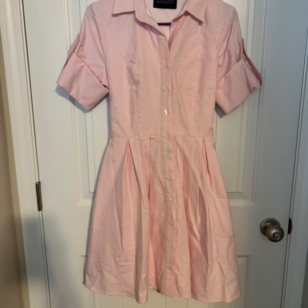 Lauren James Oxford Pink Button-Up Dress